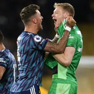 Arsenal Celebrate Victory: Wolverhampton Wanderers vs Arsenal, Premier League 2021-22