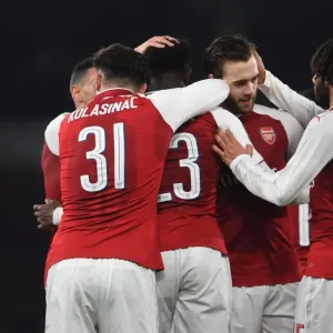 Arsenal Celebrate: Welbeck, Kolasinac, Elneny, Chambers (Carabao Cup Quarterfinal vs West Ham) Arsenal Celebrate: Welbeck, Kolasinac, Elneny, Chambers (Carabao Cup Quarterfinal vs West Ham)