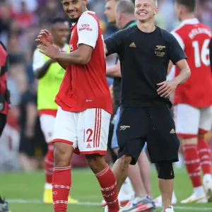 Arsenal Celebrate Win Against Fulham: William Saliba and Oleksandr Zinchenko Arsenal Celebrate Win Against Fulham: William Saliba and Oleksandr Zinchenko
