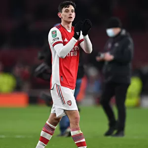 Arsenal Celebrates Carabao Cup Quarterfinal Victory: Charlie Patino Rallies the Troops