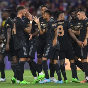Arsenal Celebrates Third Goal Against Orlando City SC in 2022-23 Pre-Season Friendly Arsenal Celebrates Third Goal Against Orlando City SC in 2022-23 Pre-Season Friendly
