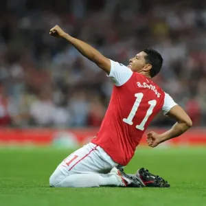 Arsenal Celebrates Second Goal Against Olympiacos in 2011-12 UEFA Champions League