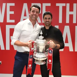 Arsenal and Chelsea FA Cup Final: Edu and Arteta Celebrate Title Win in Empty Wembley Stadium Arsenal and Chelsea FA Cup Final: Edu and Arteta Celebrate Title Win in Empty Wembley Stadium