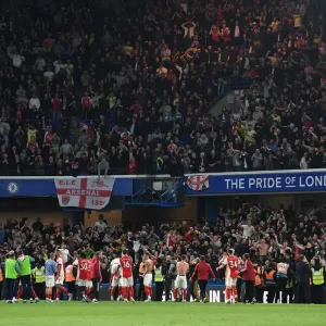 Arsenal Clinch Premier League Title: Unforgettable Victory Celebration with Fans at Stamford Bridge, April 2022