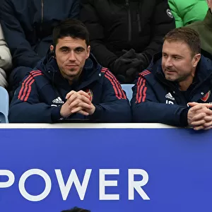 Arsenal Coaches Carlos Cuesta and Ianki Cana Pavon at Leicester City vs Arsenal FC, Premier League 2022-23
