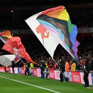 Arsenal Debuts Rainbow Flag in Premier League: Arsenal vs. Wolverhampton Wanderers, Emirates Stadium, London, 2022