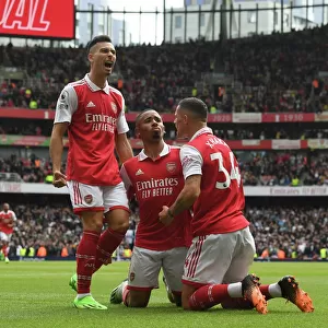 Arsenal Double Strike: Jesus and Martinelli Celebrate Goals Against Tottenham in 2022-23 Premier League