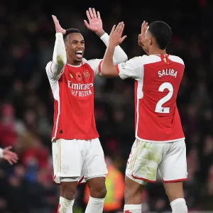 Arsenal Duo Gabriel Magalhaes and Williams Saliba Celebrate Victory Over Burnley in 2023-24 Premier League Arsenal Duo Gabriel Magalhaes and Williams Saliba Celebrate Victory Over Burnley in 2023-24 Premier League