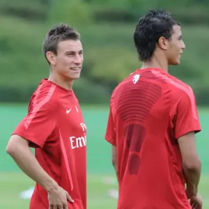 Arsenal Duo: Koscielny and Chamakh at Training Arsenal Duo: Koscielny and Chamakh at Training