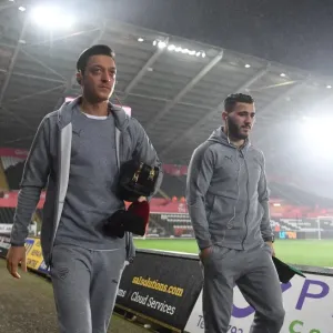 Arsenal Duo Mesut Ozil and Sead Kolasinac Arrive at Swansea City Stadium (January 2018) Arsenal Duo Mesut Ozil and Sead Kolasinac Arrive at Swansea City Stadium (January 2018)