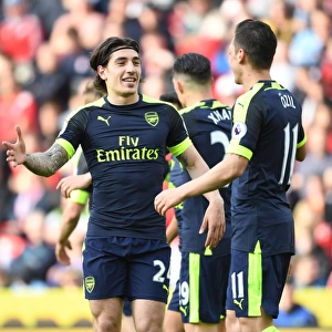 Arsenal Duo: Ozil and Bellerin Celebrate Goal Against Stoke City