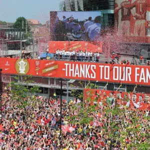 Arsenal FA Cup Victory Parade Print: Emirates Stadium 2014. Art