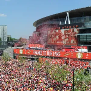 Arsenal FA Cup Victory Parade: Celebrating with the Trophy at Emirates Stadium (2014) Arsenal FA Cup Victory Parade: Celebrating with the Trophy at Emirates Stadium (2014)