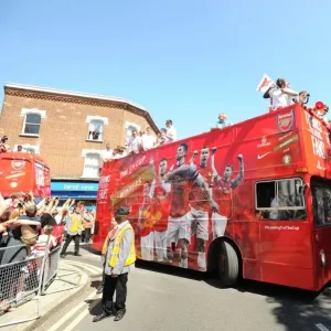 Arsenal FA Cup Victory Parade: Celebrating with the Trophy in London, 2014 Arsenal FA Cup Victory Parade: Celebrating with the Trophy in London, 2014