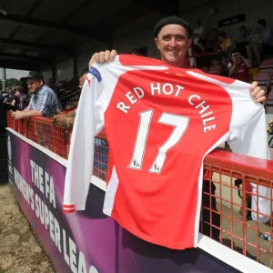 Arsenal fan. Boreham Wood 0: 2 Arsenal. Pre Season Friendly. Meadow Park. Borehamwood