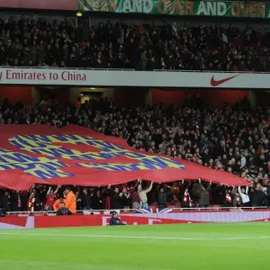 Arsenal fans with 49ers banner before the match. Arsenal 2: 0 Liverpool. Barclays Premier League Arsenal fans with 49ers banner before the match. Arsenal 2: 0 Liverpool. Barclays Premier League