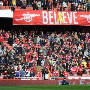 Arsenal fans banner. Arsenal 4: 1 Everton. FA Cup 6th Round. Emirates Stadium, 8 / 3 / 14