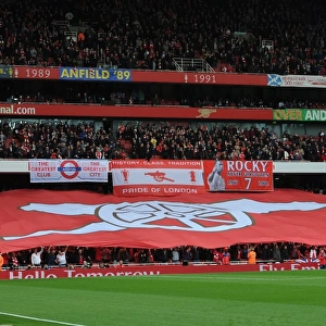 Arsenal fans banners before the match. Arsenal 0: 0 Chelsea. Barclays Premier League