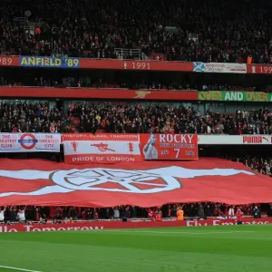 Arsenal fans banners before the match. Arsenal 0: 0 Chelsea. Barclays Premier League