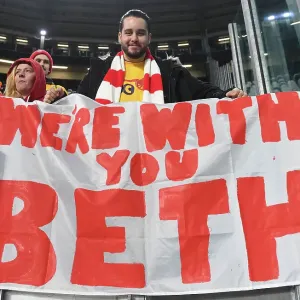 Arsenal Fans with Beth Mead Banner at Juventus vs Arsenal, UEFA Women's Champions League Group C Match (2022-23) Arsenal Fans with Beth Mead Banner at Juventus vs Arsenal, UEFA Women's Champions League Group C Match (2022-23)