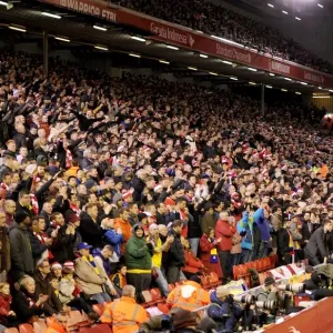 Arsenal Fans Brave the Cold at Anfield during Liverpool Match, 2014/15 Premier League Arsenal Fans Brave the Cold at Anfield during Liverpool Match, 2014/15 Premier League