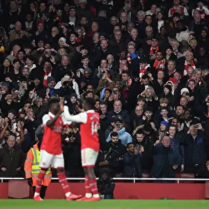 Arsenal Fans Celebrate Goal Against Manchester City: Premier League Showdown at Emirates Stadium (2022-23)