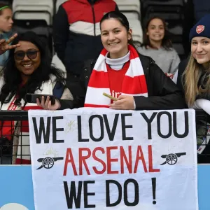 Arsenal Fans Celebrate at Meadow Park: Arsenal Women vs. Aston Villa Women, FA WSL 2021-22 Arsenal Fans Celebrate at Meadow Park: Arsenal Women vs. Aston Villa Women, FA WSL 2021-22