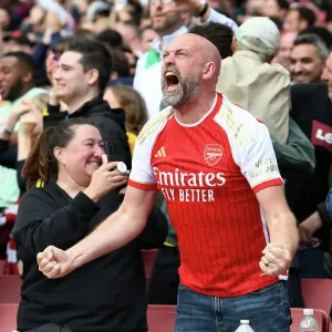 Arsenal Fans Celebrate Second Goal Against Tottenham in 2023-24 Premier League Match Arsenal Fans Celebrate Second Goal Against Tottenham in 2023-24 Premier League Match