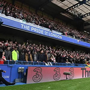 Arsenal Fans at Chelsea's Stamford Bridge during the 2022-23 Premier League Match