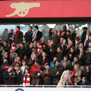 Arsenal fans on Club Level celebrate the 2nd goal. Arsenal 2: 0 Sunderland