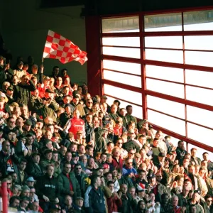 Arsenal fans in the East Stand Upper tier. Arsenal 5: 2 Gillingham, The AXA F