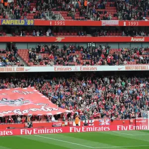 Arsenal fans flag. Arsenal 2: 1 Sunderland. Barclays Premier League. Emirates Stadium, 16 / 10 / 11