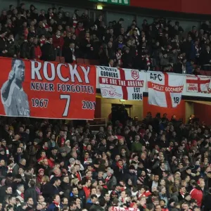 Arsenal fans flags before the match. Arsenal 2: 0 Tottenham Hotspur. FA Cup 3rd Round Arsenal fans flags before the match. Arsenal 2: 0 Tottenham Hotspur. FA Cup 3rd Round