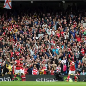 Arsenal fans. Manchester City 1: 1 Arsenal. Barclays Premier League. Etihad Stadium