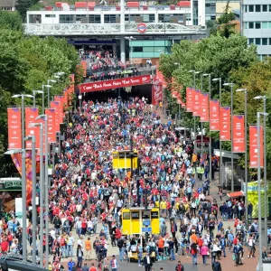 Arsenal Fans March to Wembley: Triumphant Walk to the FA Community Shield Match Against Manchester City (3:0) Arsenal Fans March to Wembley: Triumphant Walk to the FA Community Shield Match Against Manchester City (3:0)