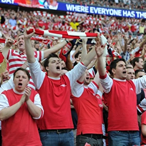 Arsenal fans in the stadium during the match. Arsenal 3: 2 Hull City. FA Cup Final