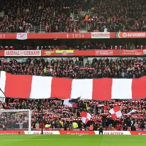 Arsenal Fans Unite: A Sea of Red and White before Arsenal vs. Crystal Palace, 2023-24 Arsenal Fans Unite: A Sea of Red and White before Arsenal vs. Crystal Palace, 2023-24