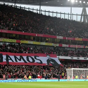 Arsenal Fans Unite: Vamos Banner at Emirates Stadium During Arsenal v Southampton Match, 2022-23