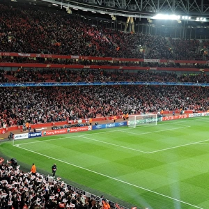 Arsenal Fans Unite: Waving Flags Before the Epic Arsenal 2:1 Barcelona UEFA Champions League Match, Emirates Stadium