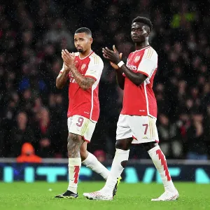 Arsenal FC Bid Farewell: Gabriel Jesus and Bukayo Saka Applaud Emirates Fans vs PSV Eindhoven, UEFA Champions League 2023/24