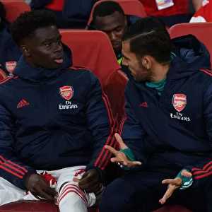 Arsenal FC: Bukayo Saka and Dani Ceballos Sharing a Pre-Match Moment before Arsenal vs Nottingham Forest (Carabao Cup, 2019-20)