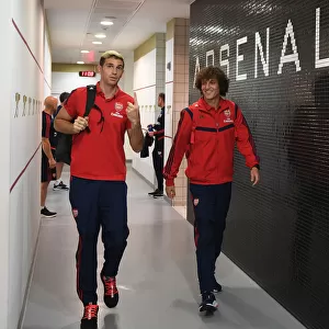 Arsenal FC: David Luiz and Emiliano Martinez in the Changing Room before Arsenal v Burnley, 2019-20 Premier League