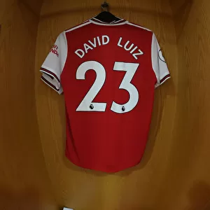 Arsenal FC: David Luiz's Shirt in Emirates Changing Room Before Arsenal v Burnley Match