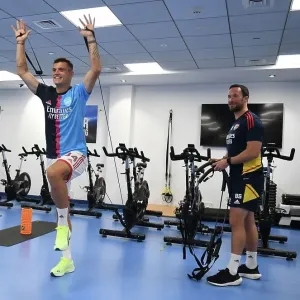 Arsenal FC: Granit Xhaka's Pre-Match Training with Barry Solan before Arsenal vs AC Milan, Dubai Super Cup 2022-23