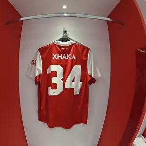 Arsenal FC: Granit Xhaka's Shirt in Arsenal Changing Room Before Arsenal vs Juventus (2022-23)