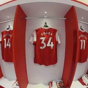 Arsenal FC: Granit Xhaka's Empty Shirt in Arsenal Changing Room Before Arsenal v Newcastle United (2022-23)