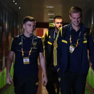 Arsenal FC: Kieran Tierney and Rob Holding Pre-Match Huddle vs Standard Liege, UEFA Europa League 2019-20