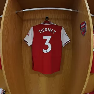 Arsenal FC: Kieran Tierney's Shirt in Emirates Changing Room (Arsenal v AFC Bournemouth, 2019-20)