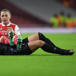 Arsenal FC: Kim Little's Focus and Determination Before Arsenal Women vs Olympique Lyonnais - UEFA Women's Champions League (2022-23)