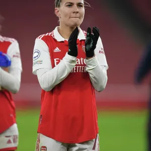 Arsenal FC: Kim Little's Focus and Determination Before Arsenal Women vs Olympique Lyonnais - UEFA Women's Champions League (2022-23)